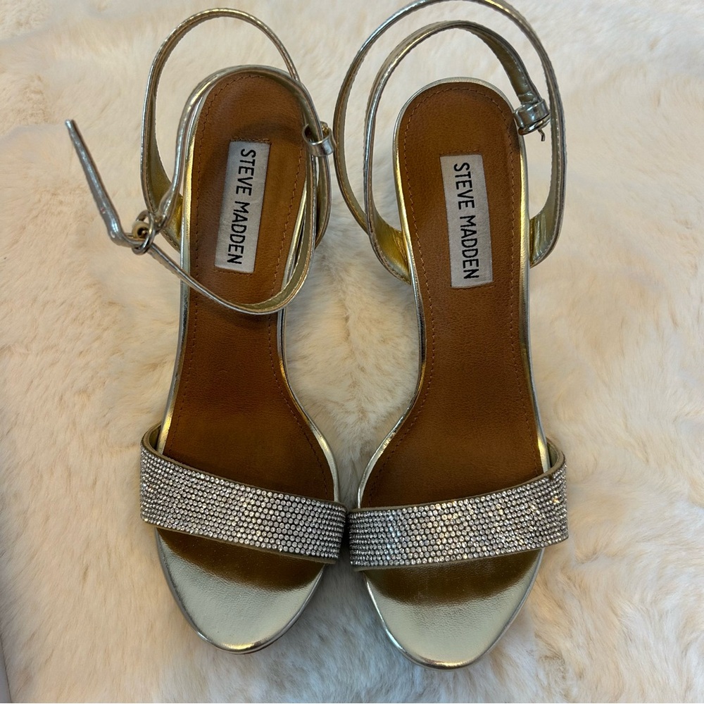 Steve Madden Silver Rhinestone Heels